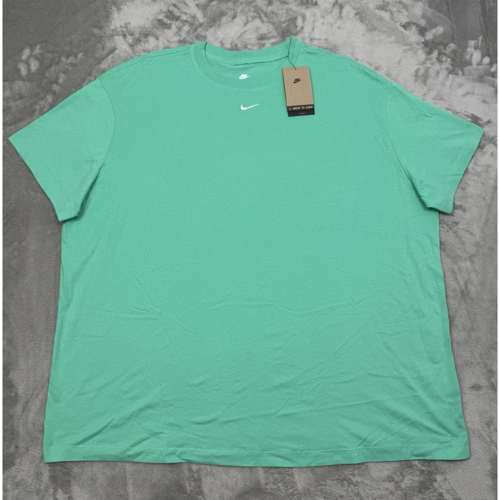 Nike T-Shirt Womens 2XL XXL Teal Green Short Sleeve Tee Center Swoosh Logo Y2K
